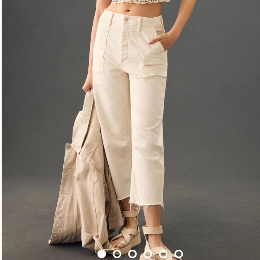 MOTHER Cream Straight Leg Jeans High-Rise